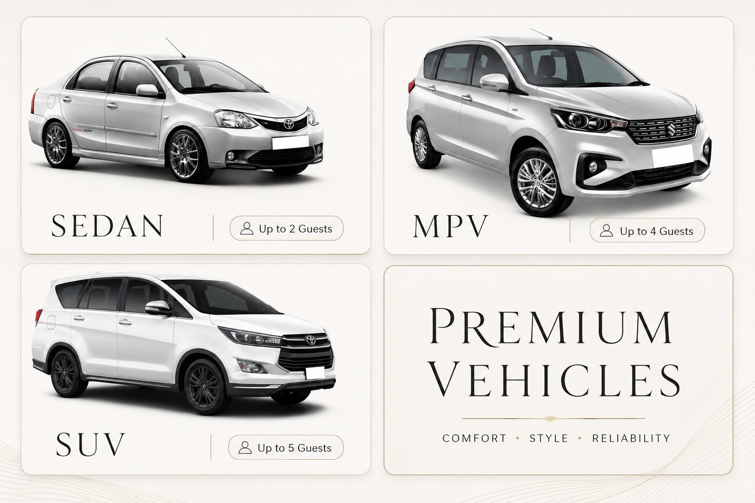 Keeper Landwey sedan, MPV and SUV — up to 5 travelers